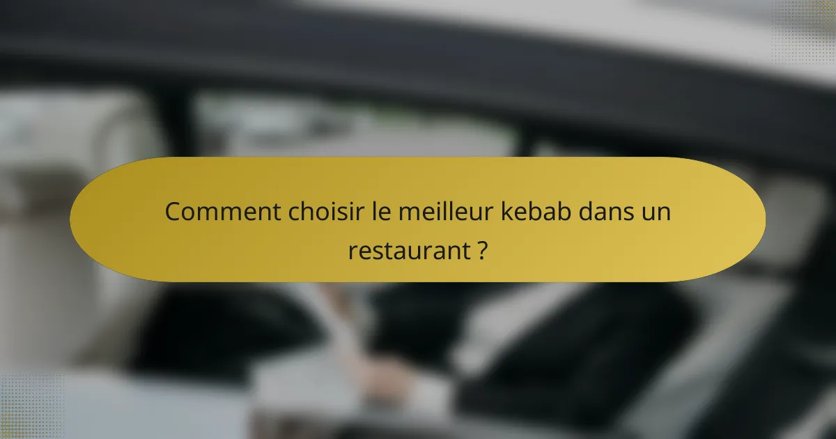 Comment choisir le meilleur kebab dans un restaurant ?