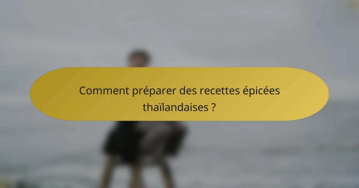 Comment préparer des recettes épicées thaïlandaises ?