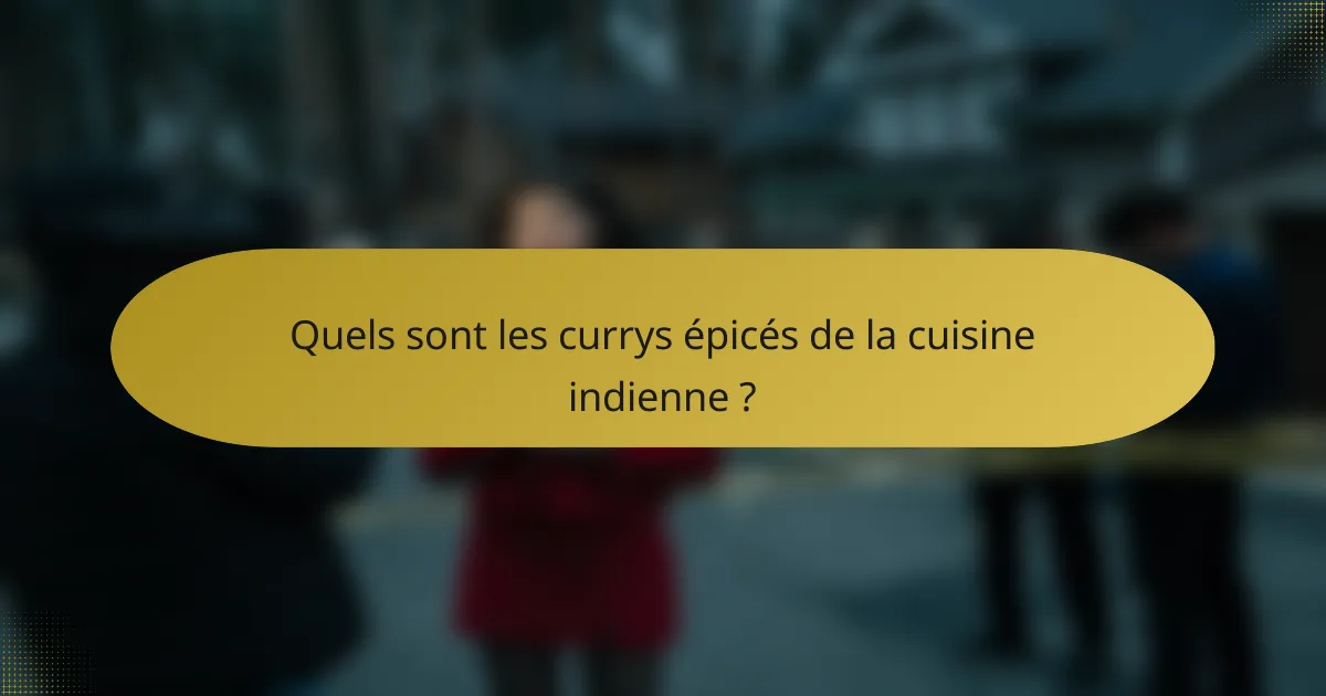 Quels sont les currys épicés de la cuisine indienne ?